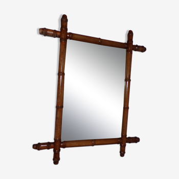 Old turned wooden mirror