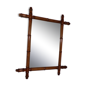 Ancien miroir en bois tourné