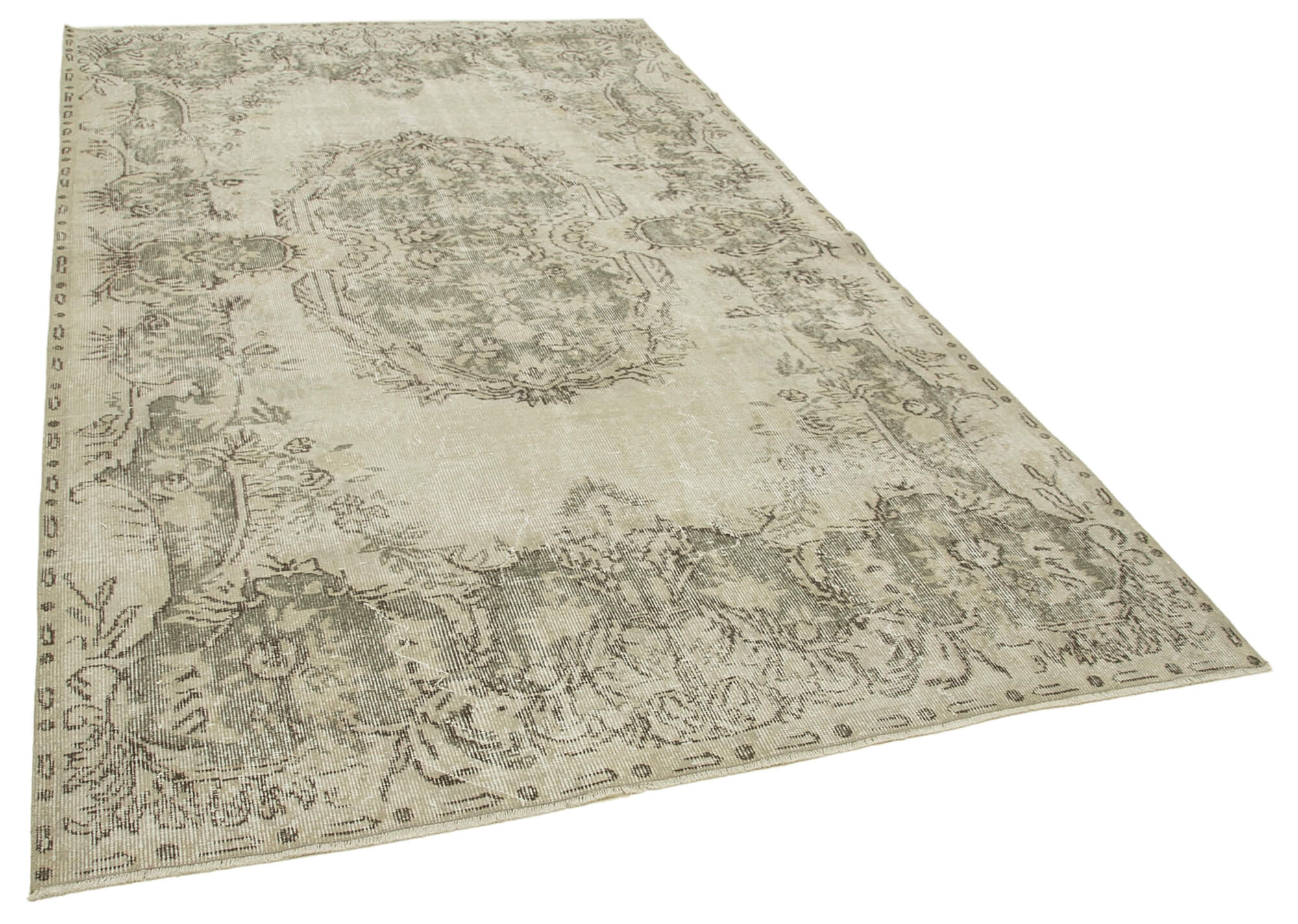Handmade decorative oriental beige carpet 179 cm x 298 cm