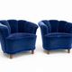 Swedish modern lounge chairs, clam shaped, 1940s Scandinavian design