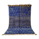 Large Royal Blue and Yellow Beni Ouarain Rug, Geometric Patterns 3x2M