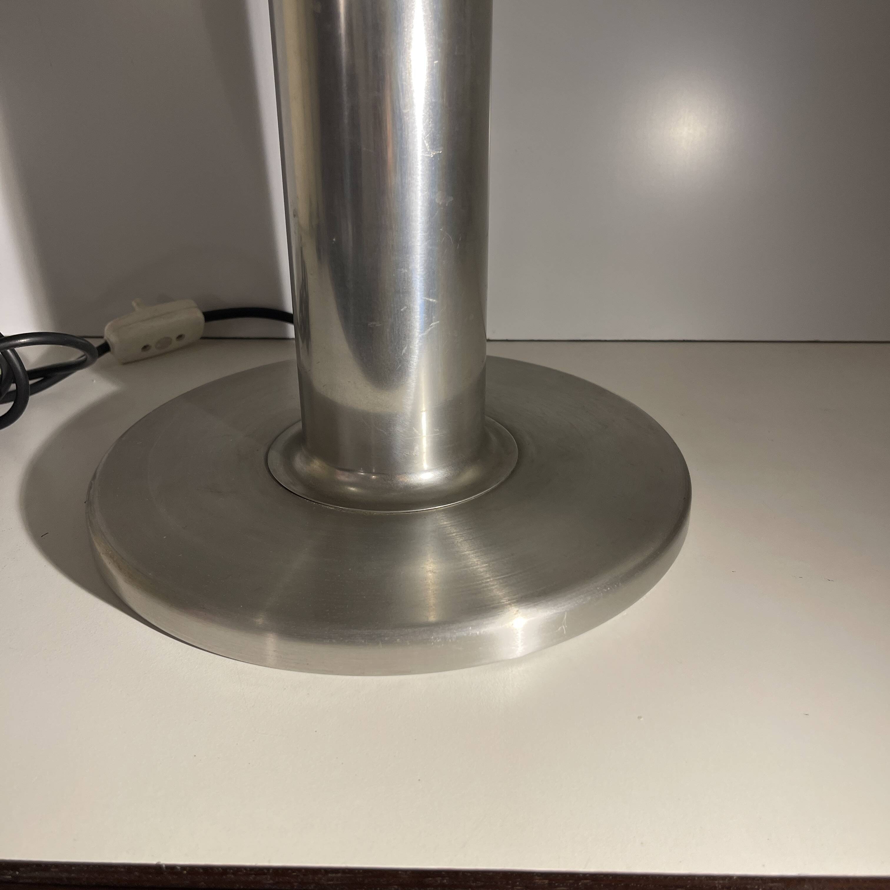 Lampe 'Donut' aluminium brossé, Design Space Age, ca 1960