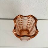 Large vintage vase textured pastel pink glass – Made in France