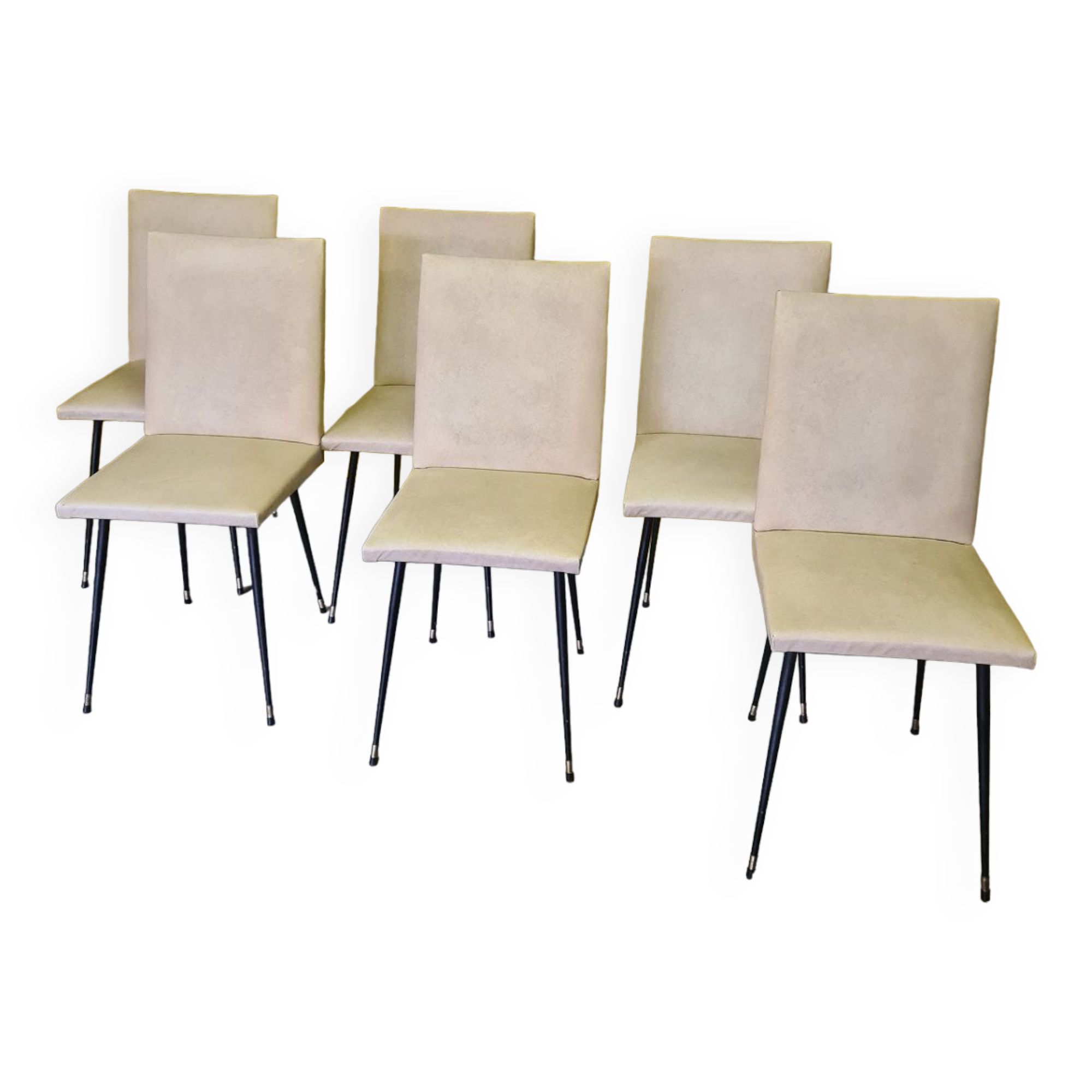 Set Of 6 Vintage French Dining Chairs, from the 1950s.