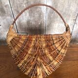 Old grape picker's basket wicker woven vines vintage wine