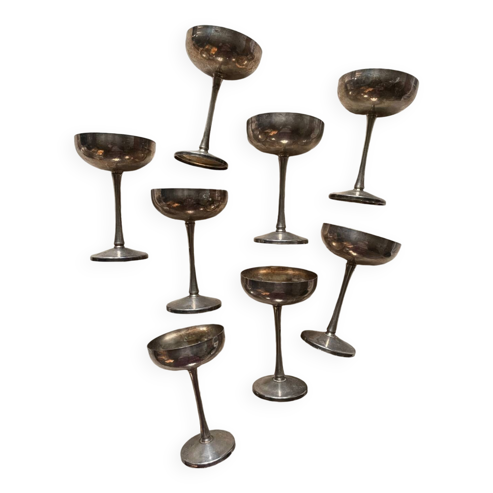 8 coupes à glace plaqué argent, italie