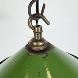 Industrial British Green Enamel Factory Pendant Lamp, 1950s
