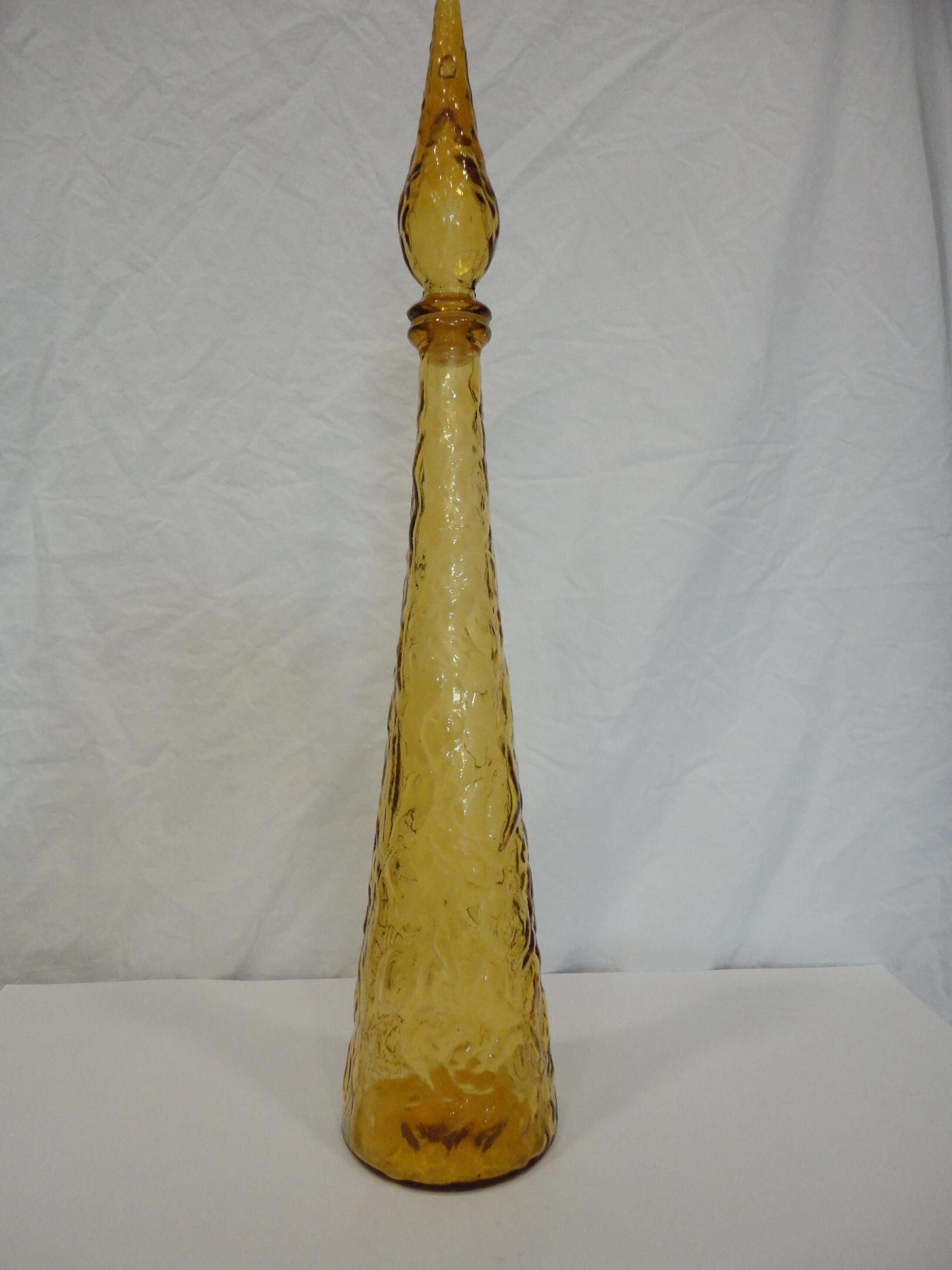 Italian "bumpy" yellow glass carafe