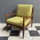 Yellow fabric and wood relax chair 1960s
