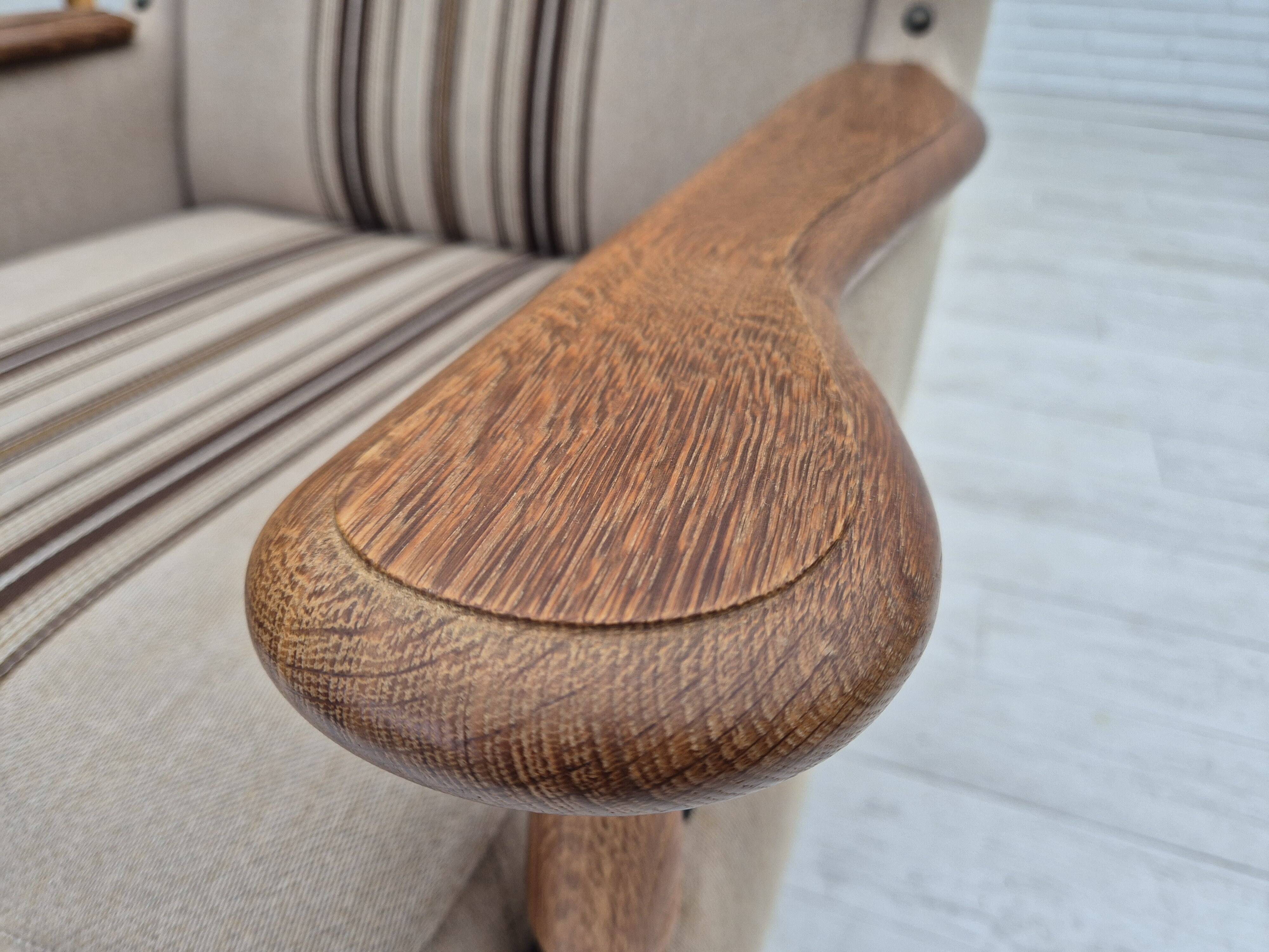 1970s, Danish armchair, furniture wool fabric, oak wood, original condition