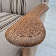 1970s, Danish armchair, furniture wool fabric, oak wood, original condition