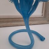 Murano white crystal vase with blue flower