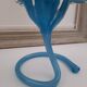 Vase Murano cristal blanc fleur bleue