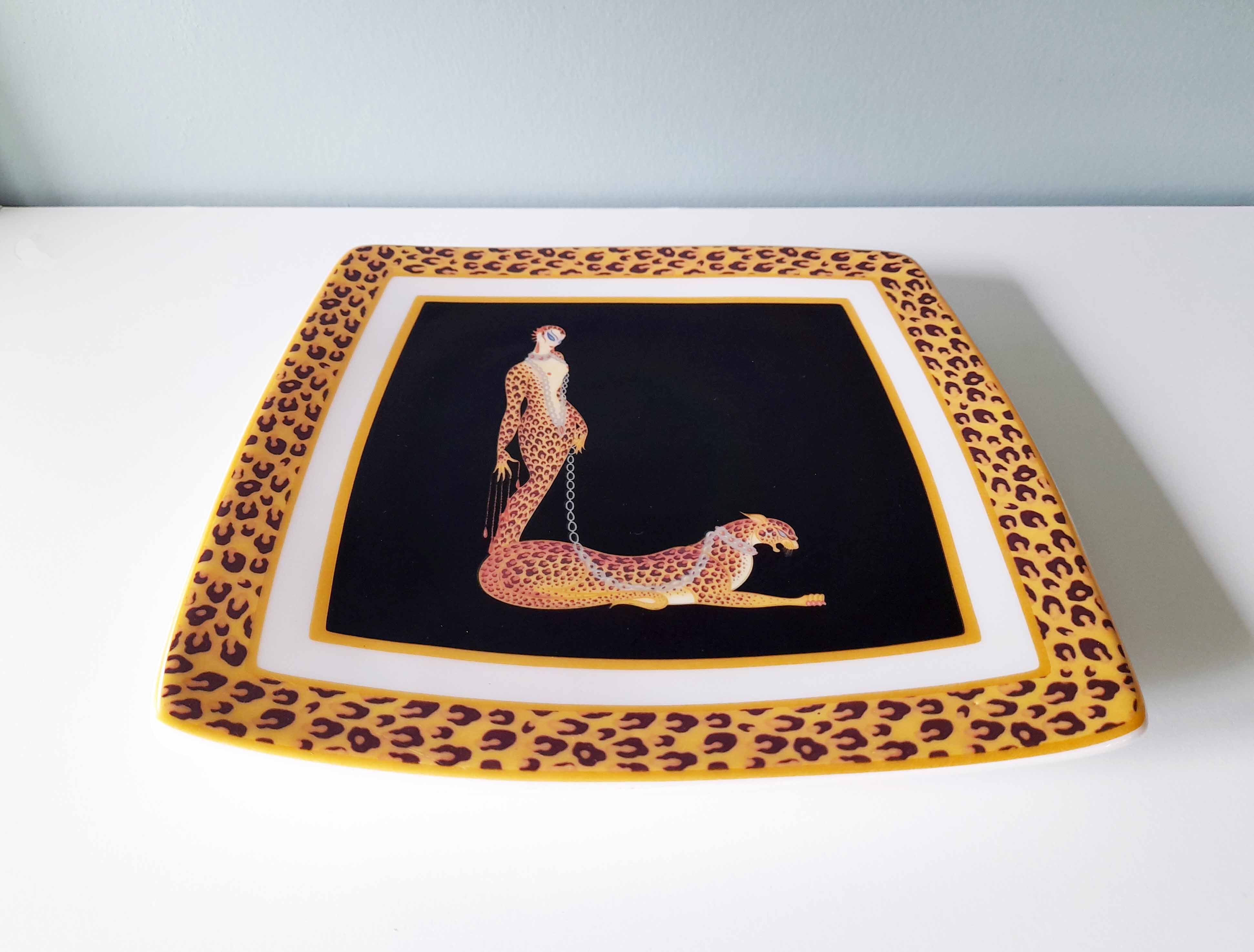 Art deco plate with erte drawing