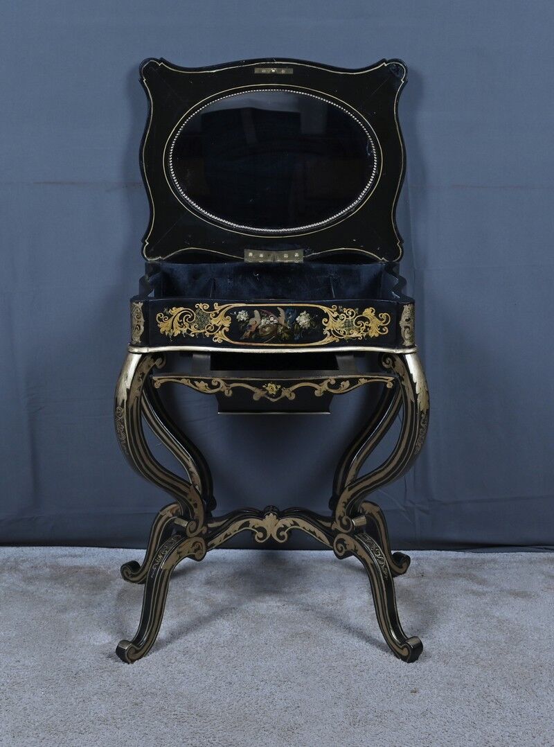 Painted wooden work table, Napoleon III period – mid 19th century