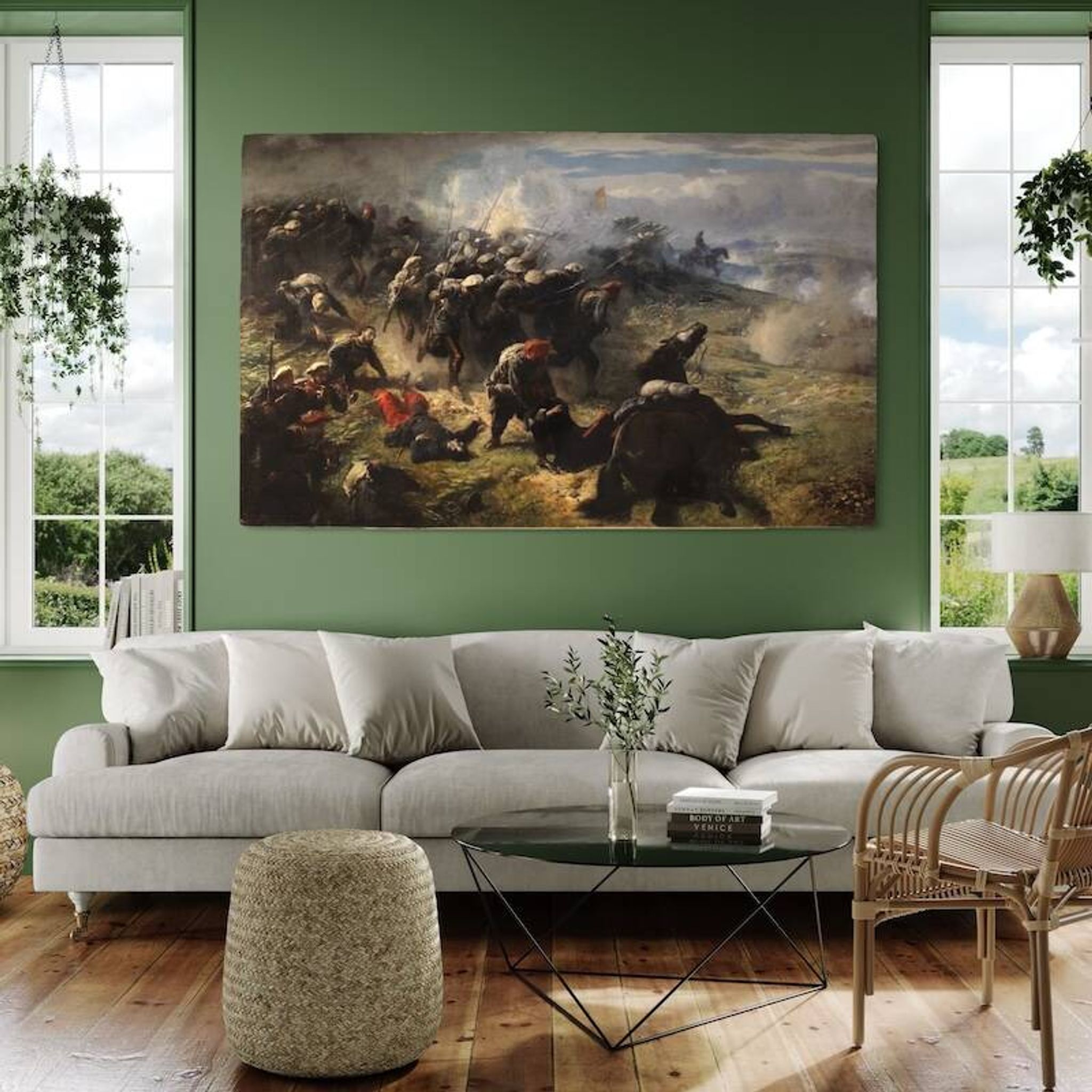 Great battle of the 19th century, painting signed H.P.