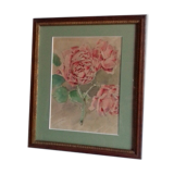 Ancient watercolour painting "3 blossoming roses"