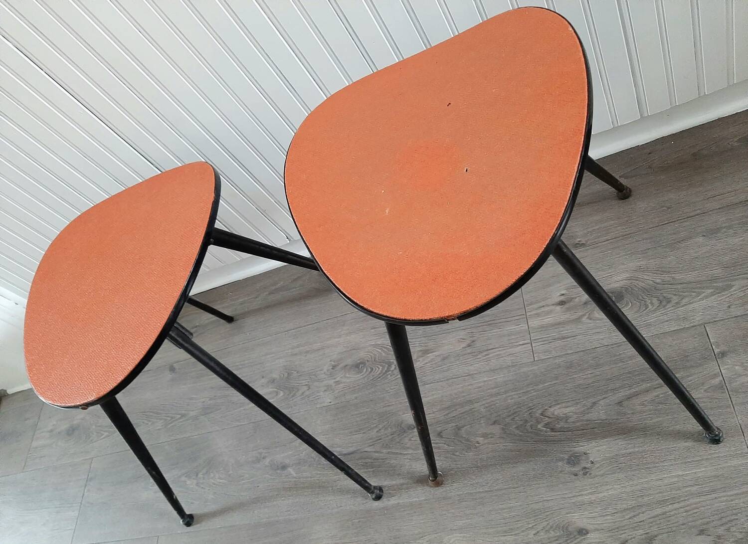 Pair of Vintage Stools with Metal Legs, Consoles