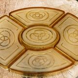 Art deco hors d'oeuvres server, silver metal, mahogany, glass