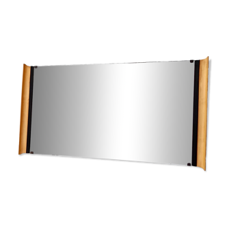 Rectangular Ebonized beech and Maple Wall Mirror Attr. to Paolo Buffa, Ital