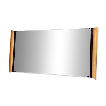 Rectangular Ebonized beech and Maple Wall Mirror Attr. to Paolo Buffa, Ital