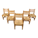 Set of 5 pine wood chairs by GM Mobler, 1960s
