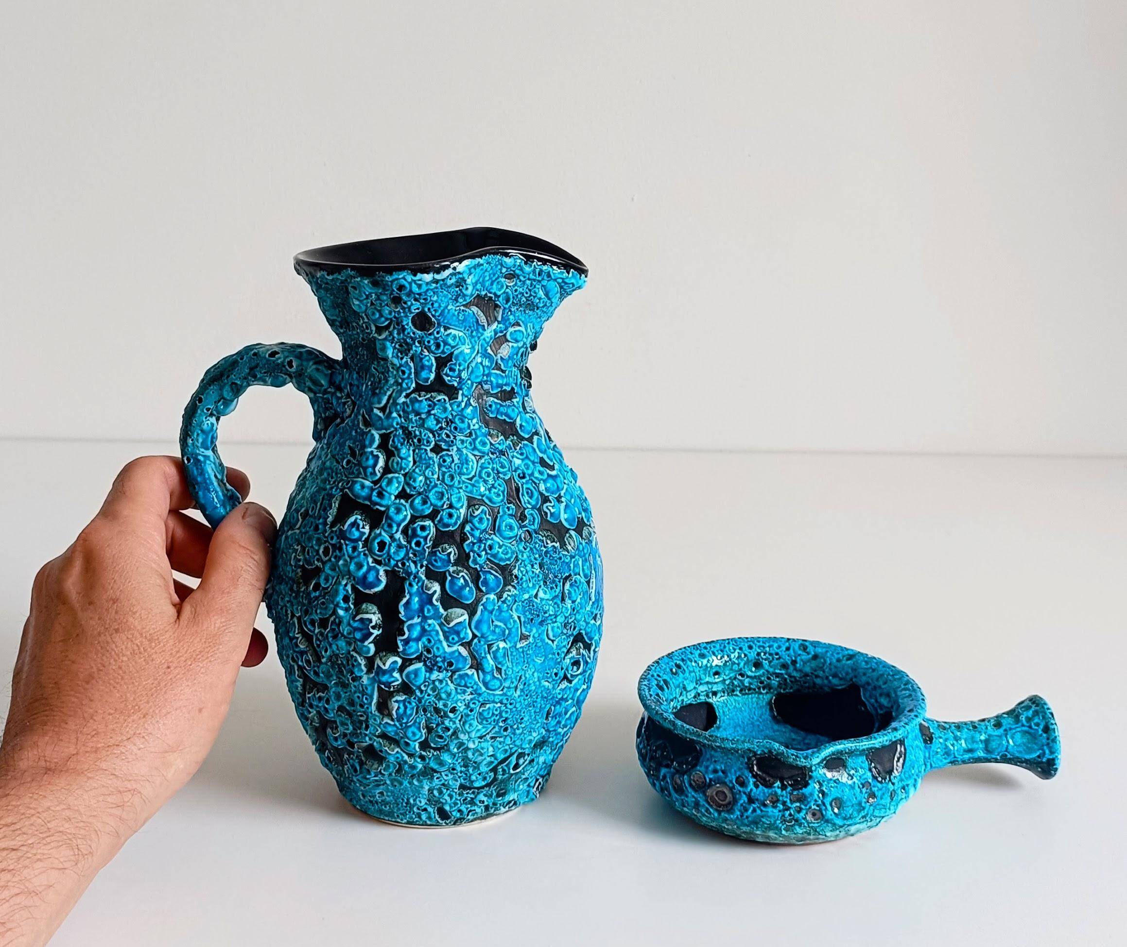 Mid-Century Blue Ceramics by Charles Cart ¨Emaux des Glaciers¨, France, 1960s