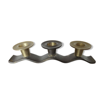 Candle holder "wave-shaped" in brass 60s 70s