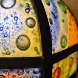 Brutalist lamp with shade attributed to Philip Delfinger Mexico glass and metal 1960