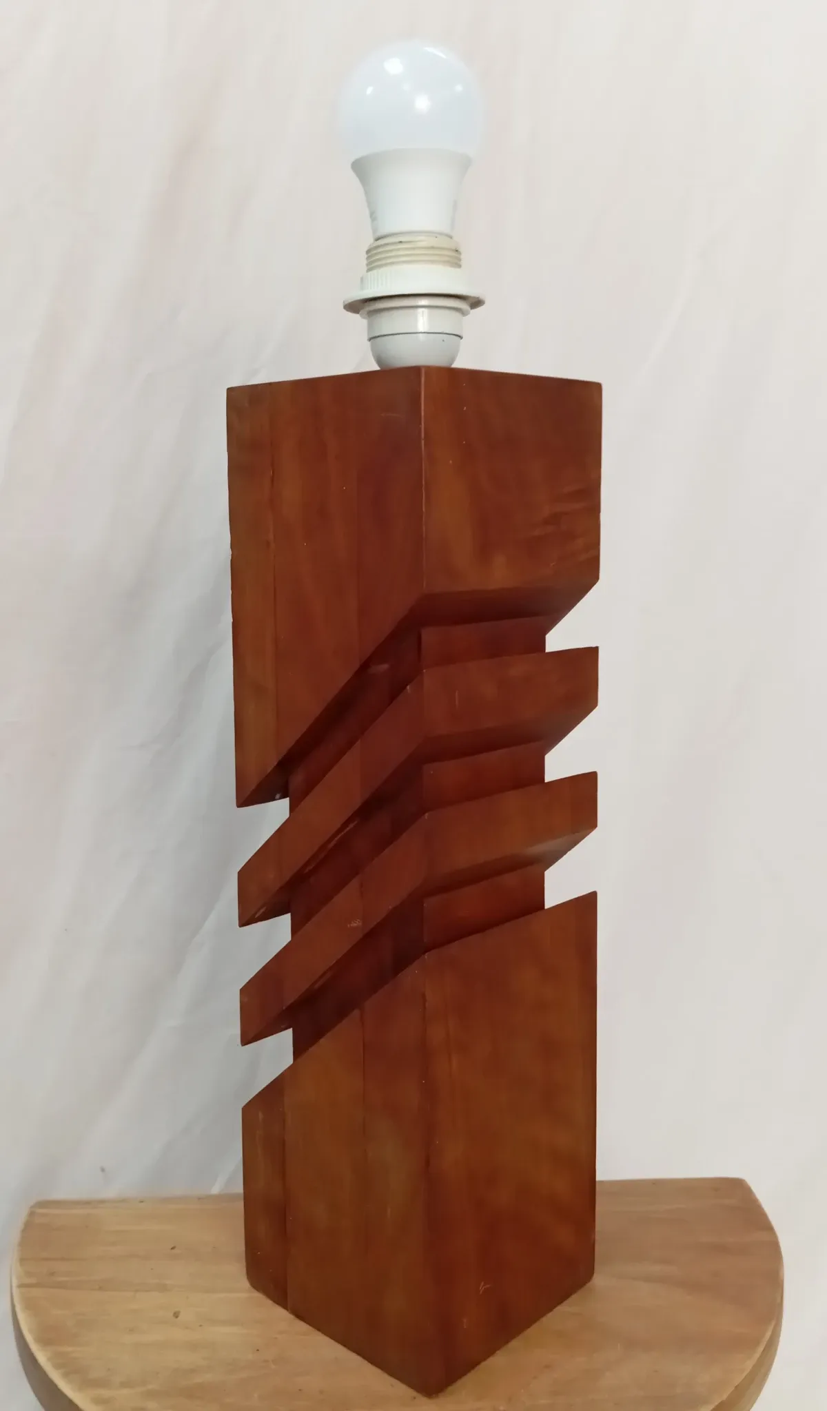 1970s lamp, solid mahogany, graphic design