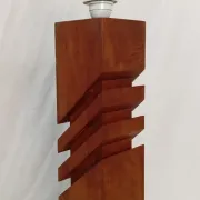 1970s lamp, solid mahogany, graphic design