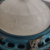 Glass and cast iron ceiling lamp
