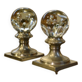 Paire de boules décoratives/boules d’escalier en verre de Murano 1970’s