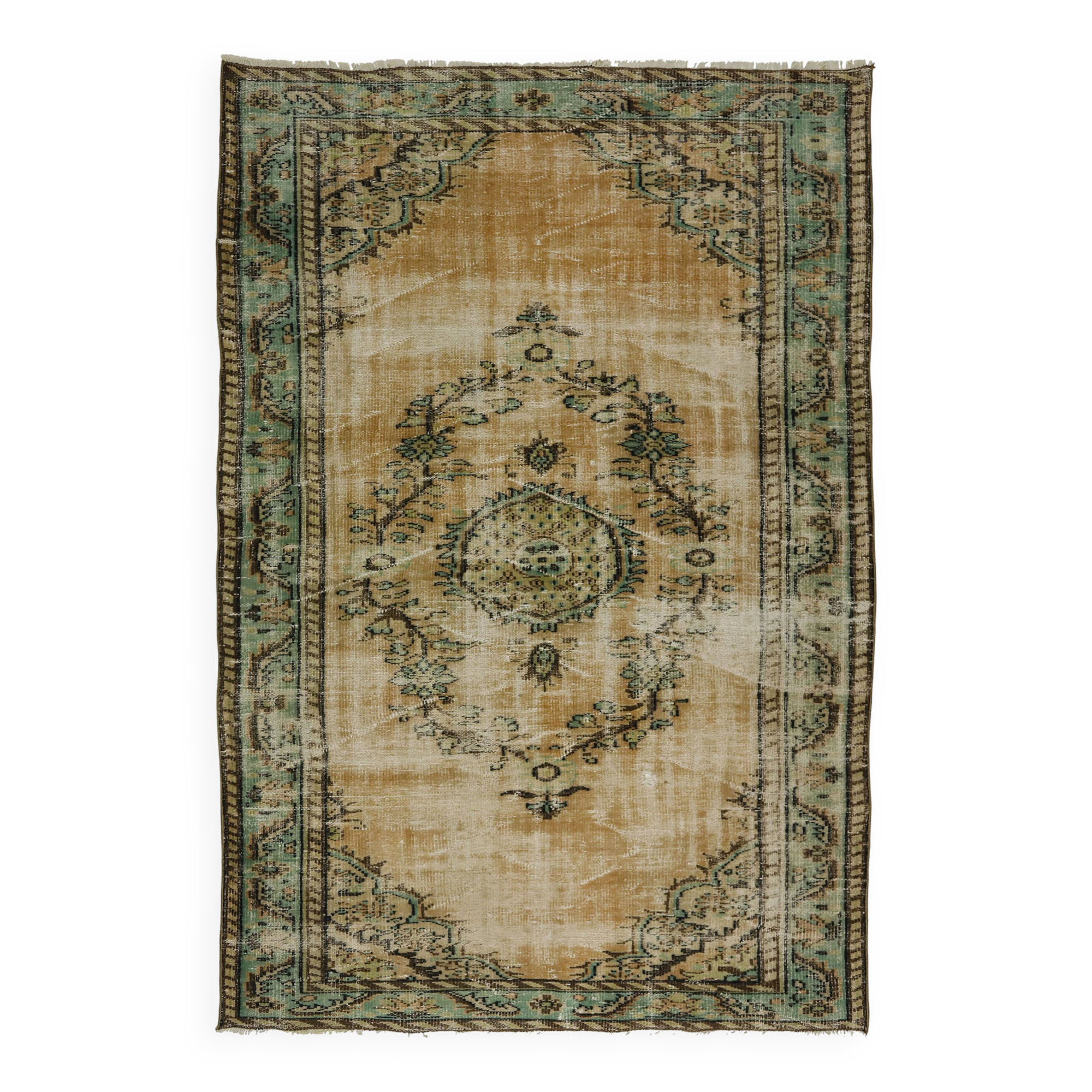 One-of-a-kind turkish handwoven vintage rug - rustic vintage charm 255x 163 cm