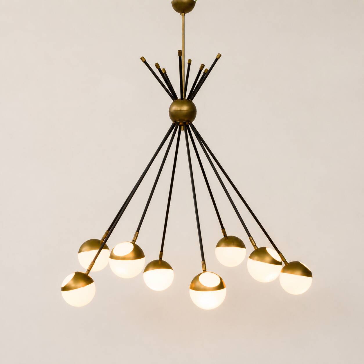 Italian Brass Sputnik Chandelier In Stilnovo Style