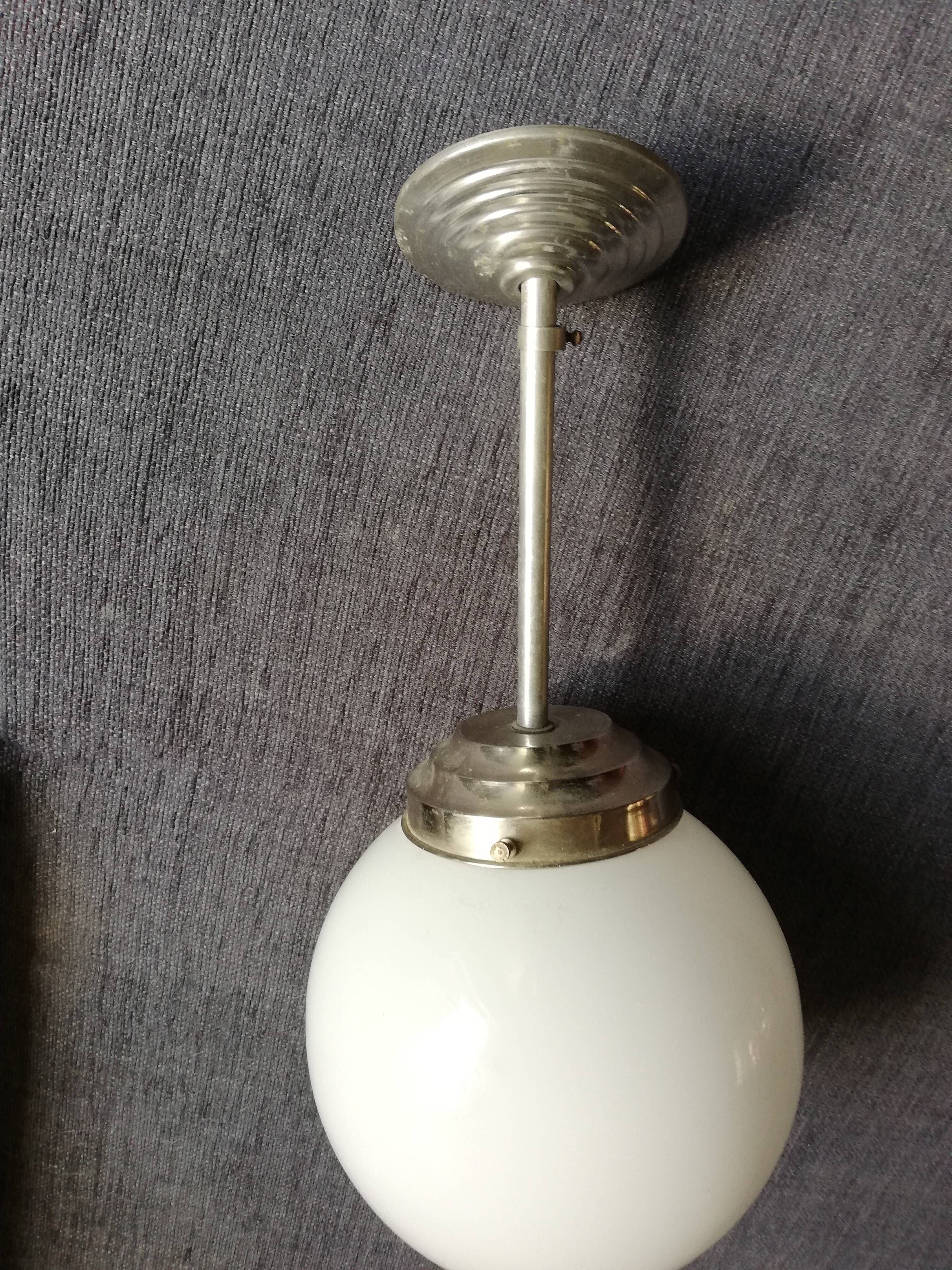 Chandelier suspension lamp Art Deco modernist globe opaline bar bistro