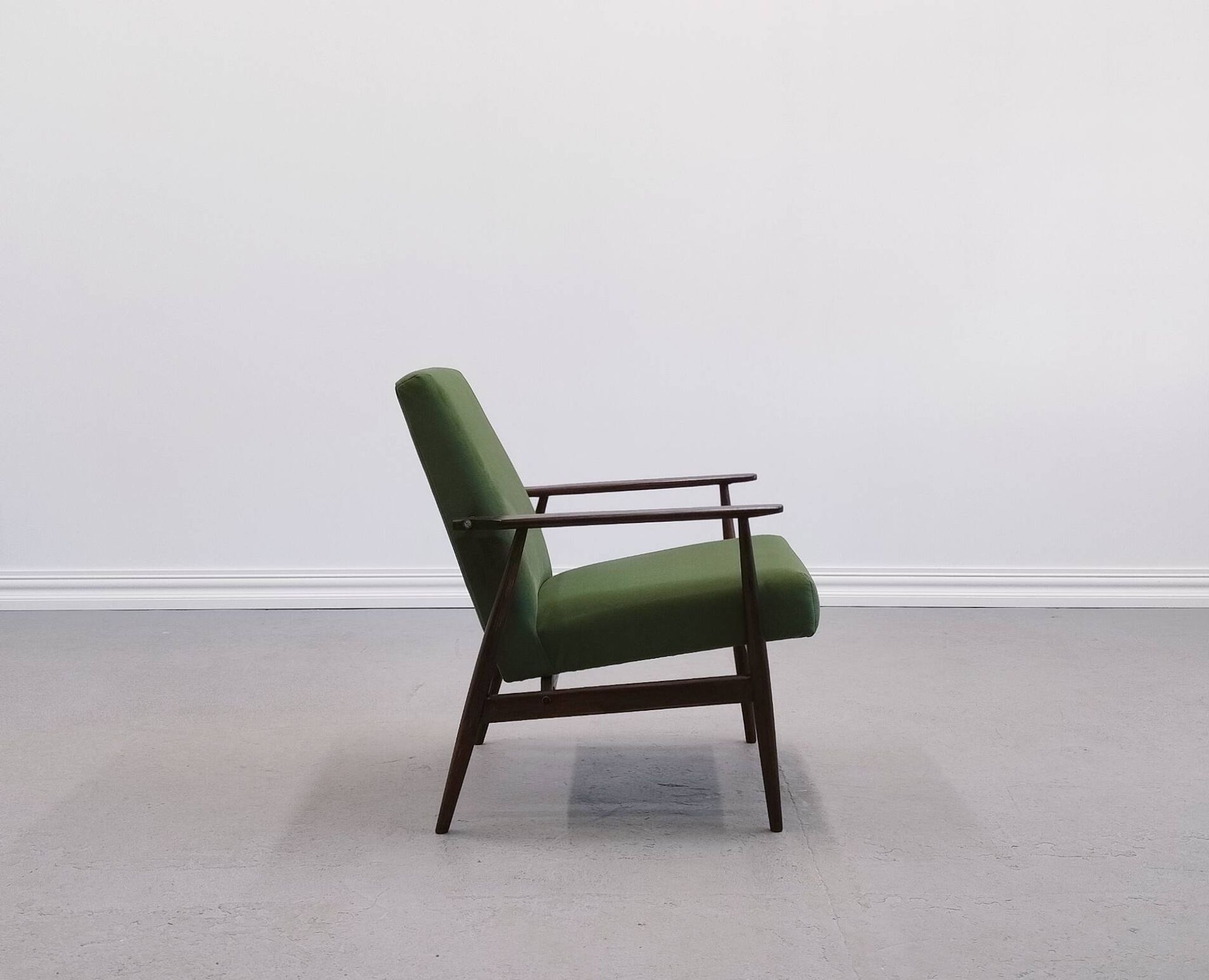 1960 Henryk Lis Mid Century Armchair in Green Velvet