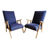 Pair of vintage armchairs renovated with natural materials