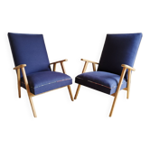 Paire de fauteuil vintages rénovés avec des matières naturelles