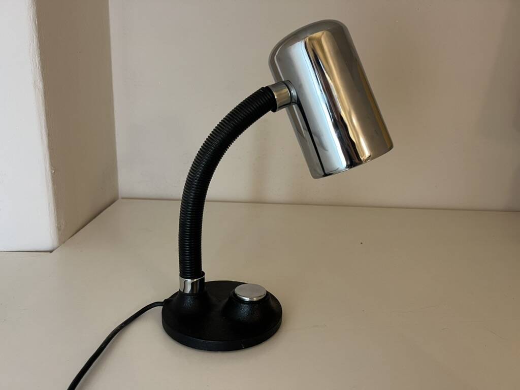Lampe de table chromée Hillebrand Space Age vintage rétro