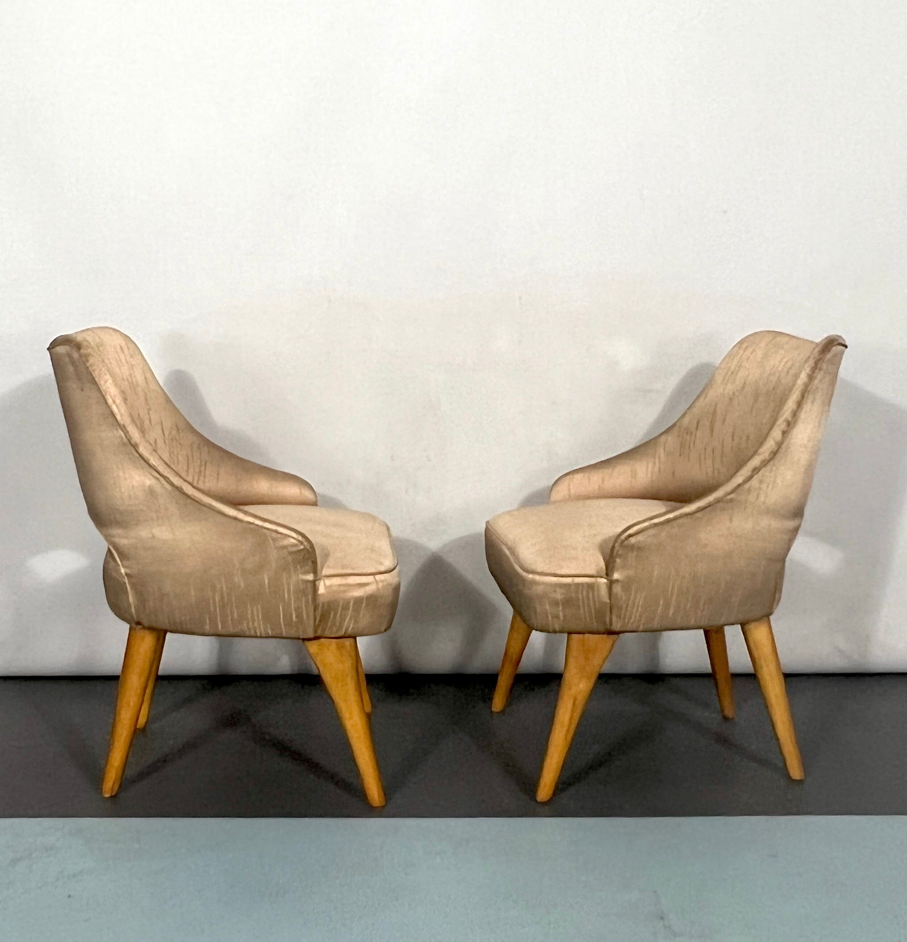 Italian Mid-Century bedroom chairs from 50s. Set of two