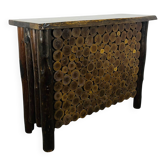 Brutalist bar made of solid wood logs, chalet style, 1970s.