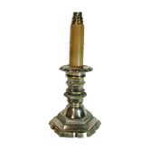 Bougeoir pique cierge ancien 19 siècle bronze argenté monté pied lampe