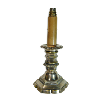 Candle holder pique candle candle old 19 century bronze silver mounted foot lamp