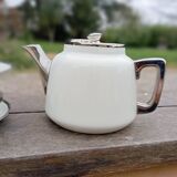 Teapot and its 4 porcelain cups Aluminite R.Frugier