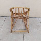 Vintage children's rattan rocking chair