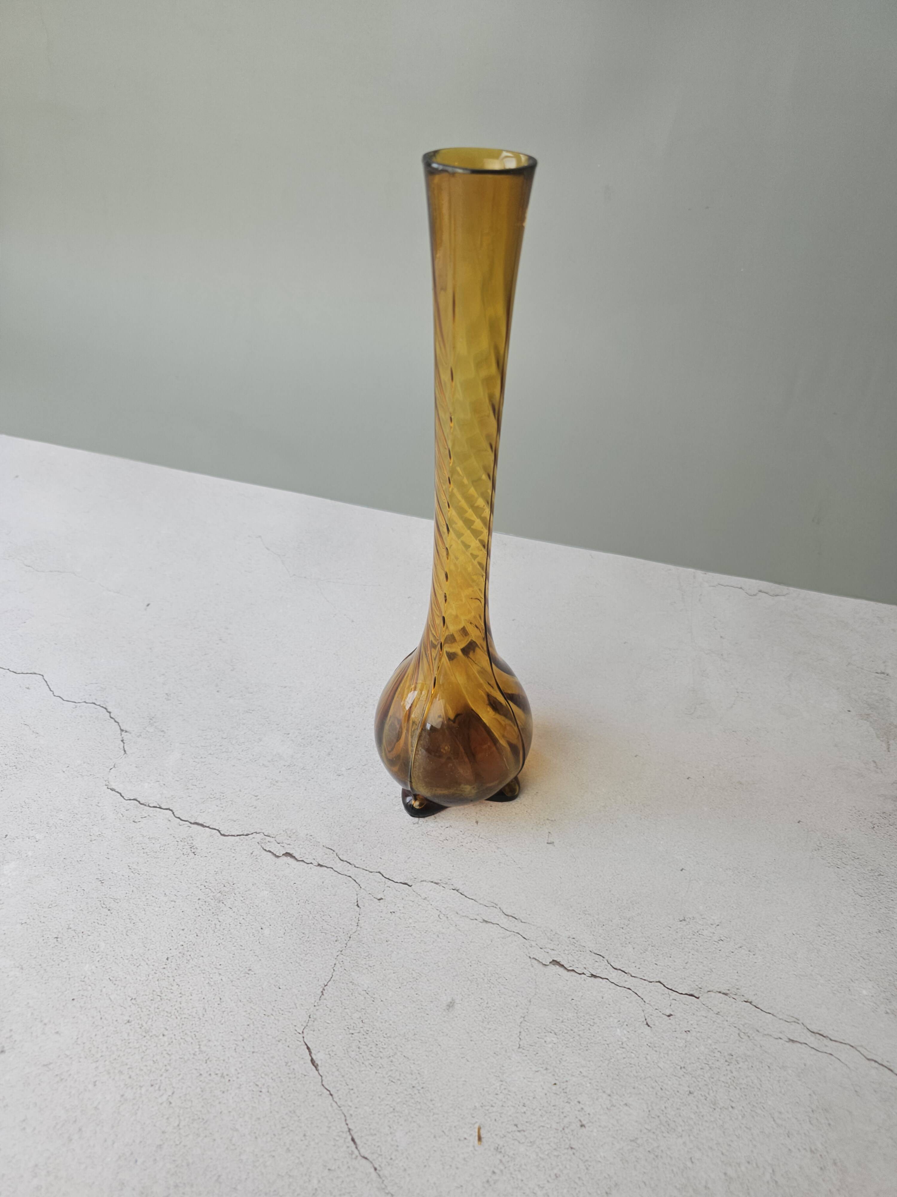 Vintage amber glass bud vase