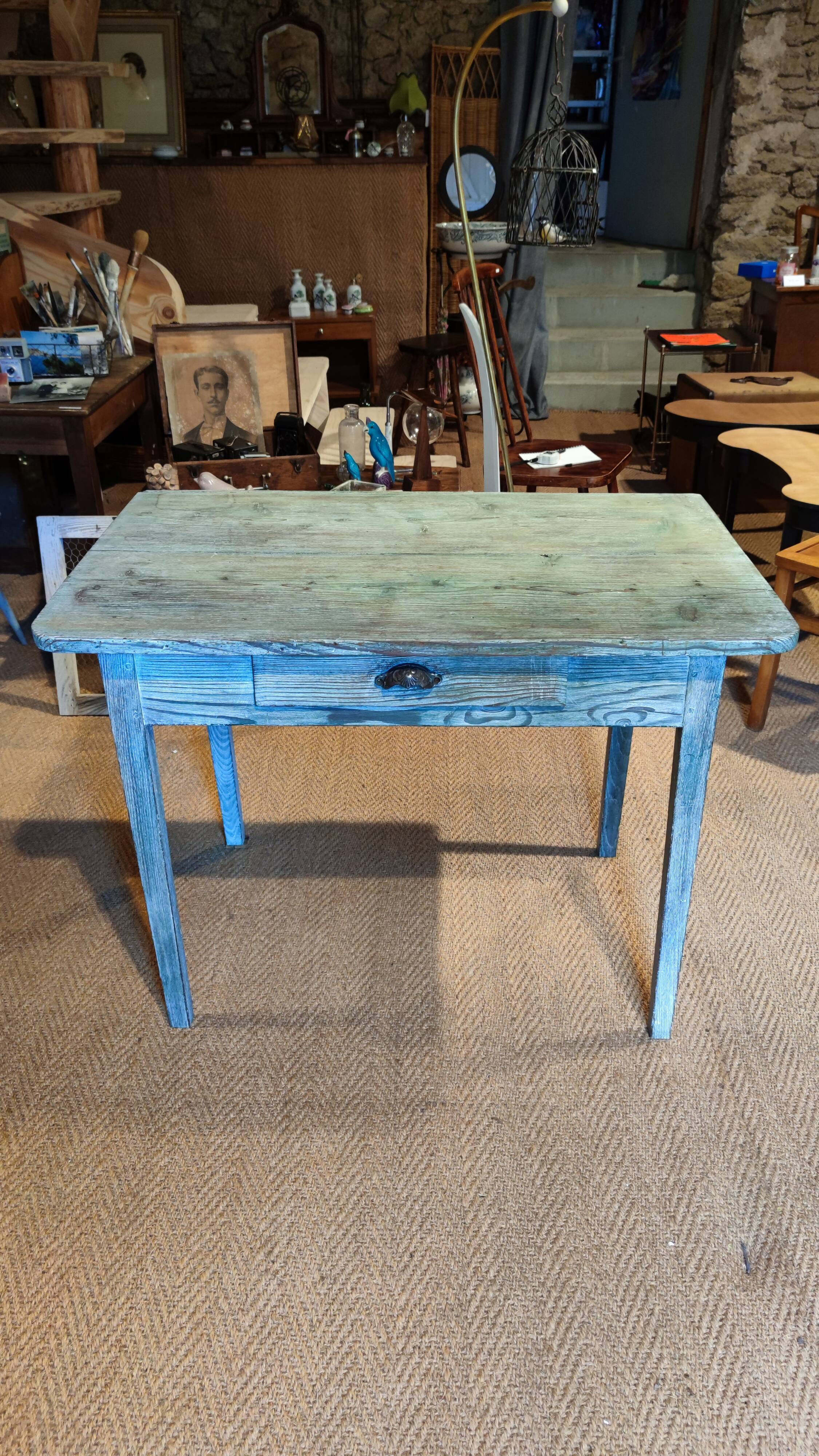 Farmhouse table green patina