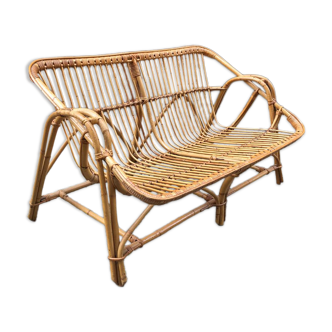Two-seater rattan bench