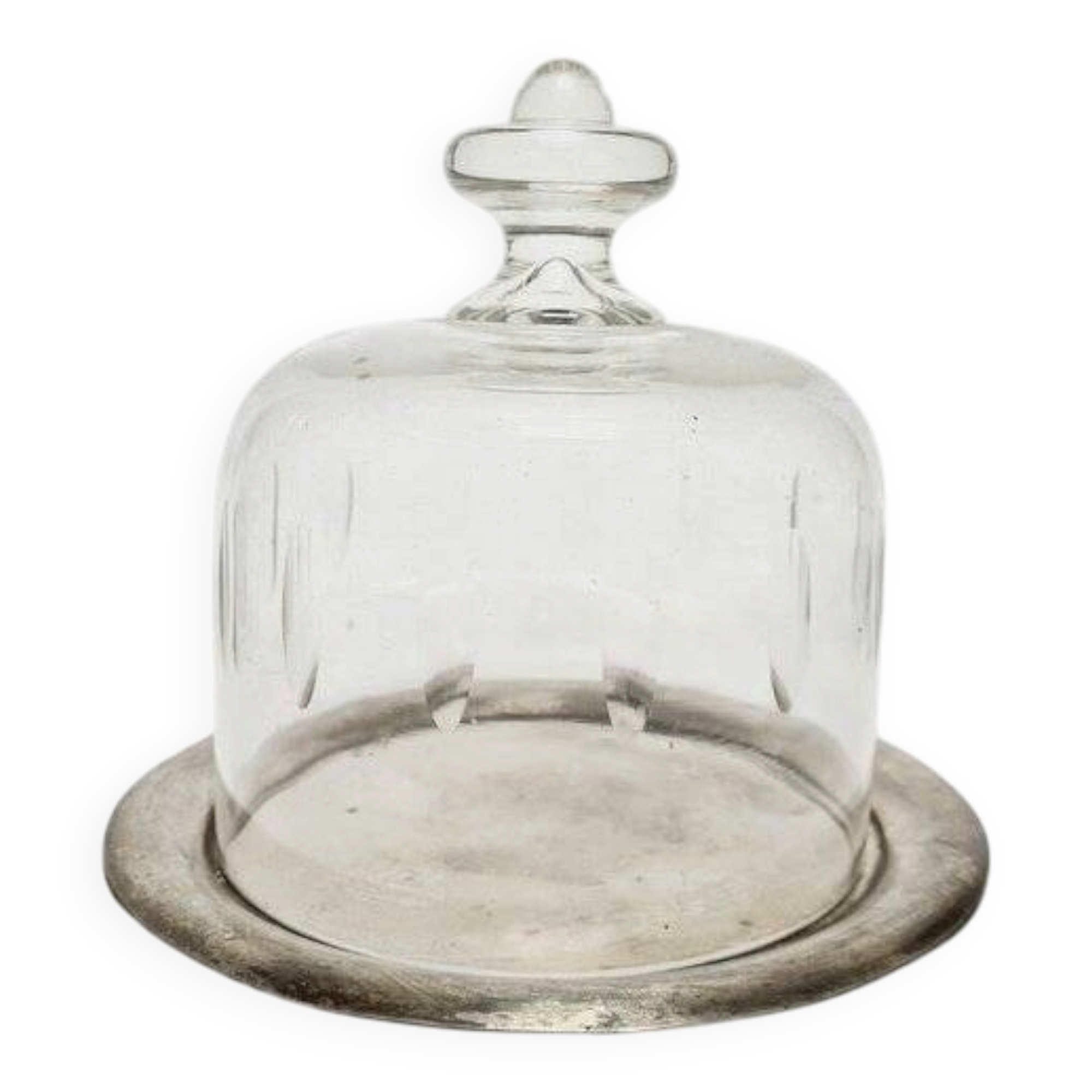 Art Nouveau bowl with crystal cake cover, Germany, 1920s, set of 2